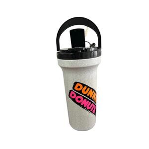 Vintage Dunkin Donuts Cup Mug Travel Vintage with Lid and Straw 1990s Plastic